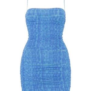 House of CB Ella Sky Blue Ruched Organza Mesh Mini Dress (as seen on Euphoria)
